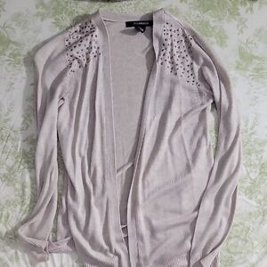 89th & Madison Soft Beige Cardigan with Stud Details